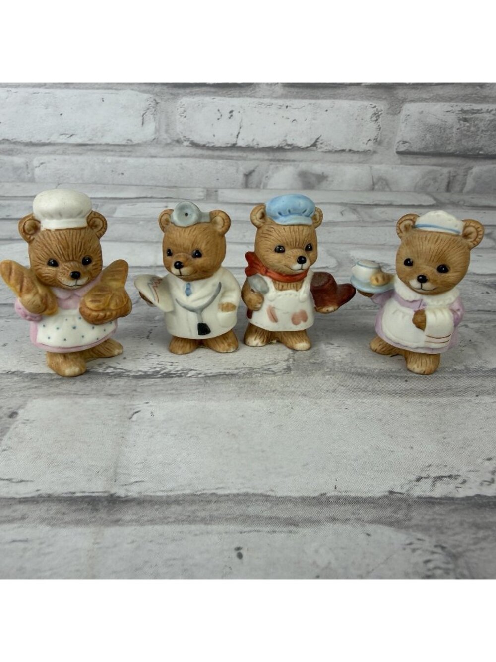 Homco 8820 Ceramic Occupational Career Bears Figurines Set of 4